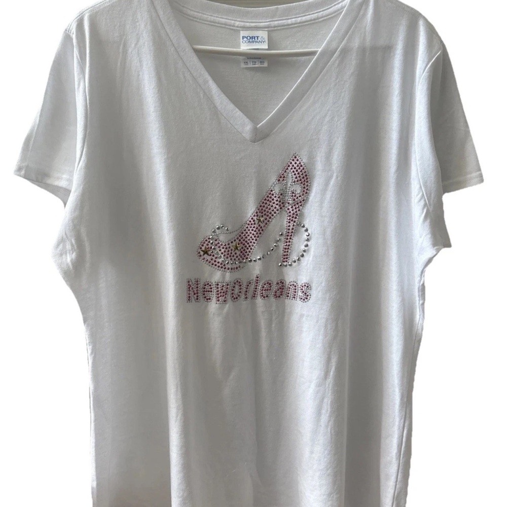 New Orleans Jeweled Tshirt XXL Pink Shoe Heel NOLA